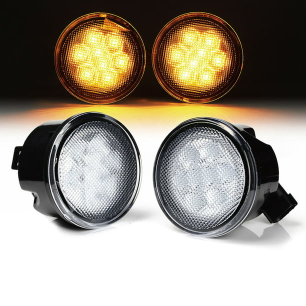Xprite Smoke Lens LED Turn Signal Light with STAR for 07-18 Jeep Wrangler JK
